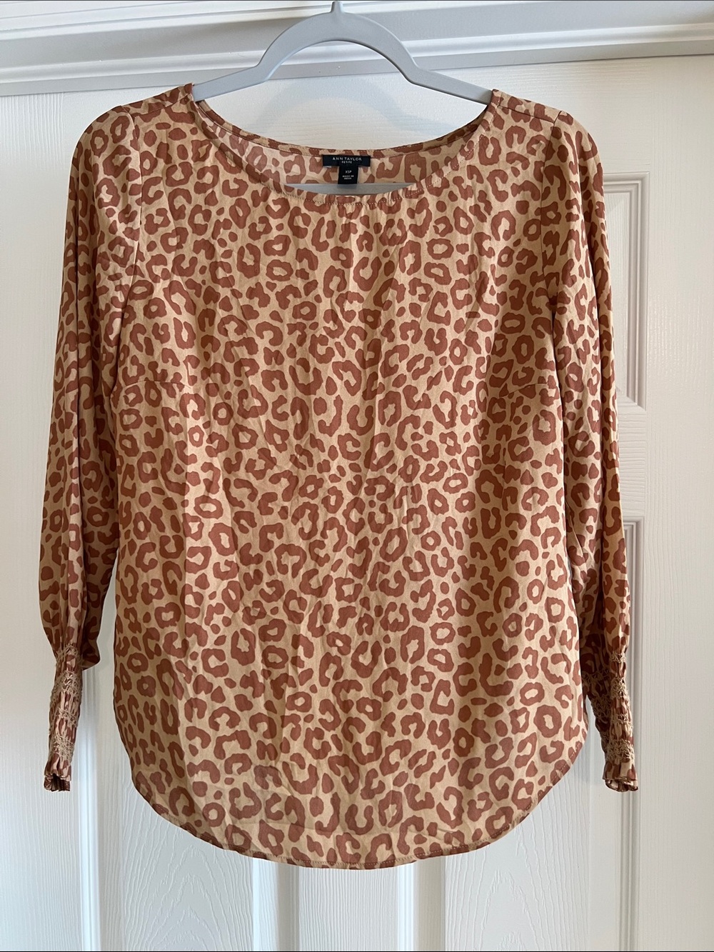 Ann Taylor Leopard Print Blouse - Tan & Brown